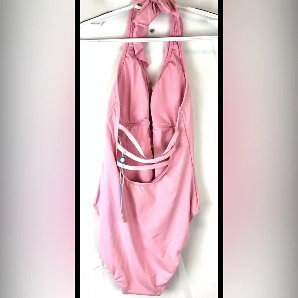 Bleu Rod Beattie Women’s Pink Halter One Piece Swimsuit Size 8